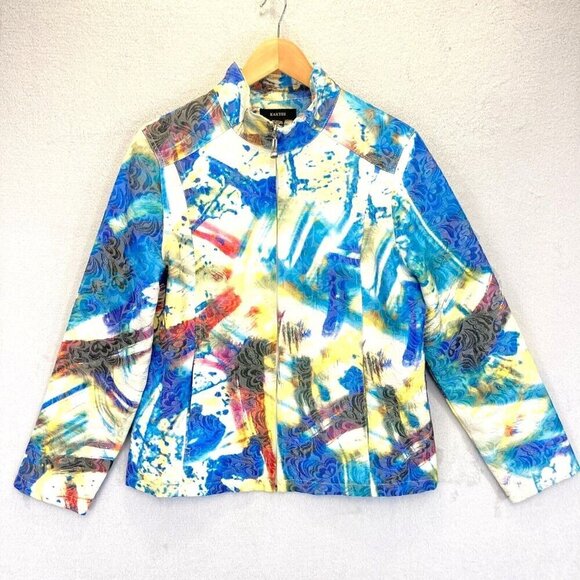 Kaktus Artsy Quilted Zip Up Jacket Women's Large Art Abstract Unique Multicolor - Picture 1 of 16
